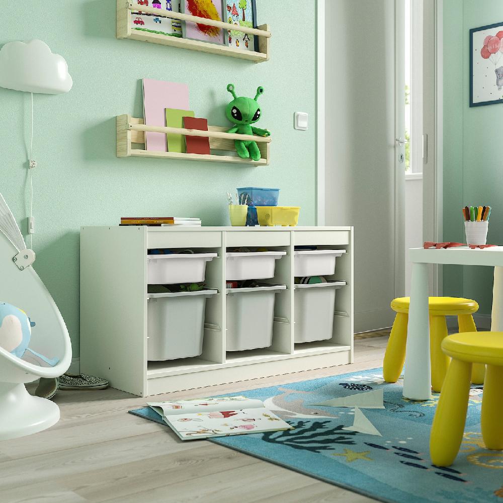 IKEA TROFAST Aufbewahrung mit Boxen weiß weiß/grau 99x44x56 cm Letzte 2 Tage