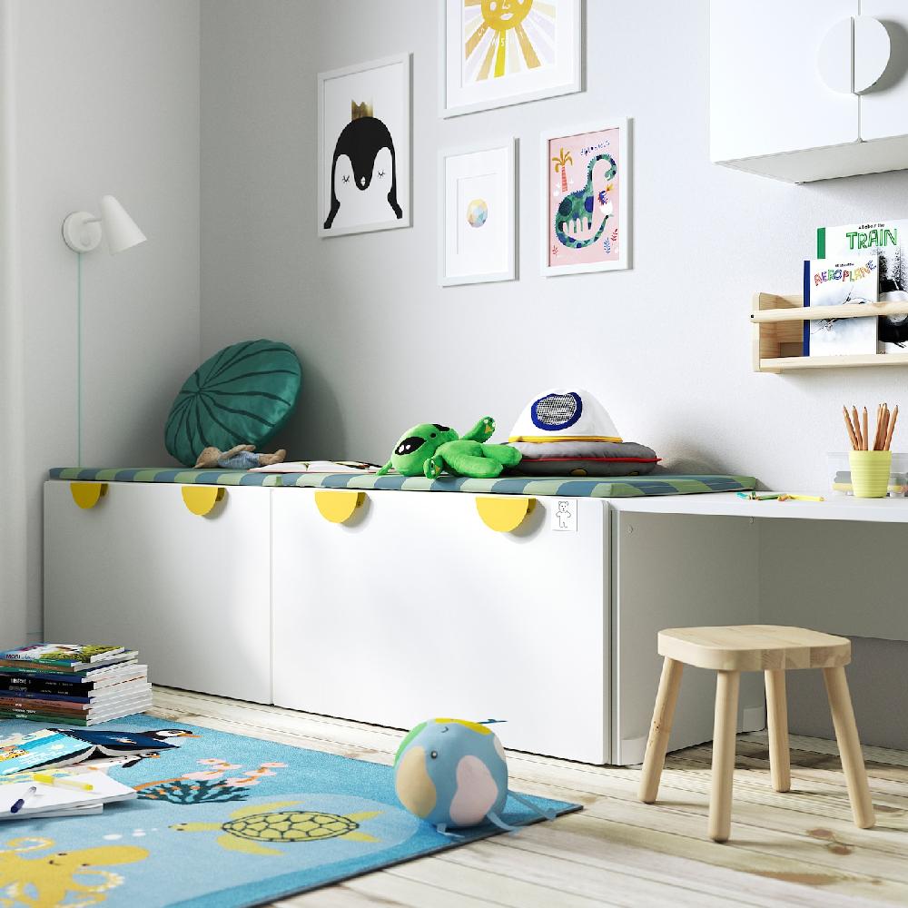IKEA SMÅSTAD Bank mit Kasten weiß/weiß 90x52x48 cm Bis zu 60% Rabatt