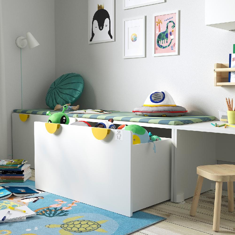 IKEA SMÅSTAD Bank mit Kasten weiß/weiß 90x52x48 cm Bis zu 60% Rabatt