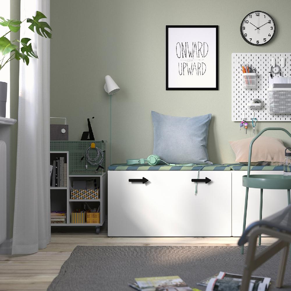 IKEA SMÅSTAD Bank mit Kasten weiß/weiß 90x52x48 cm Bis zu 60% Rabatt