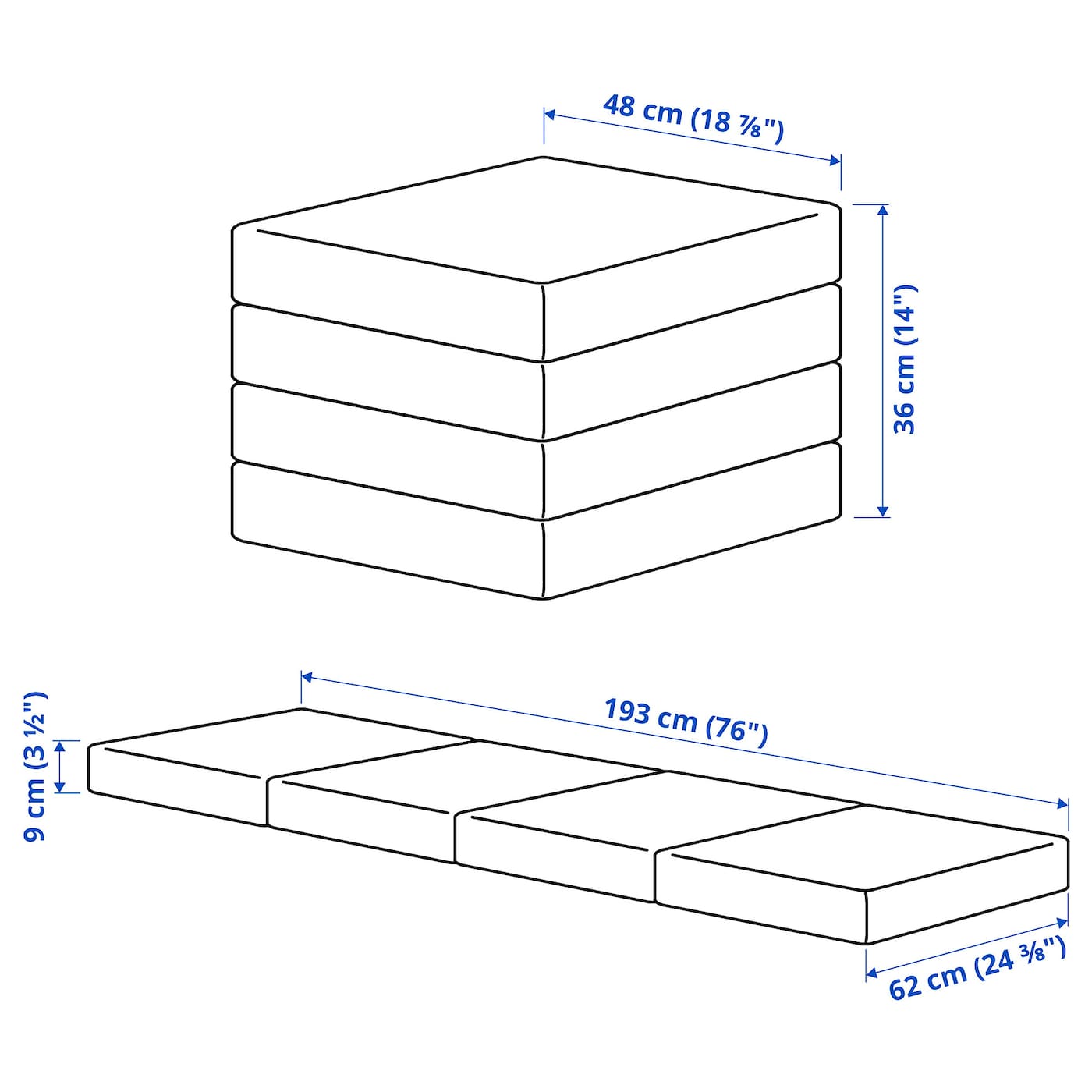IKEA SLÄKT Sitzkissen/Matratze faltbar Nur für heute