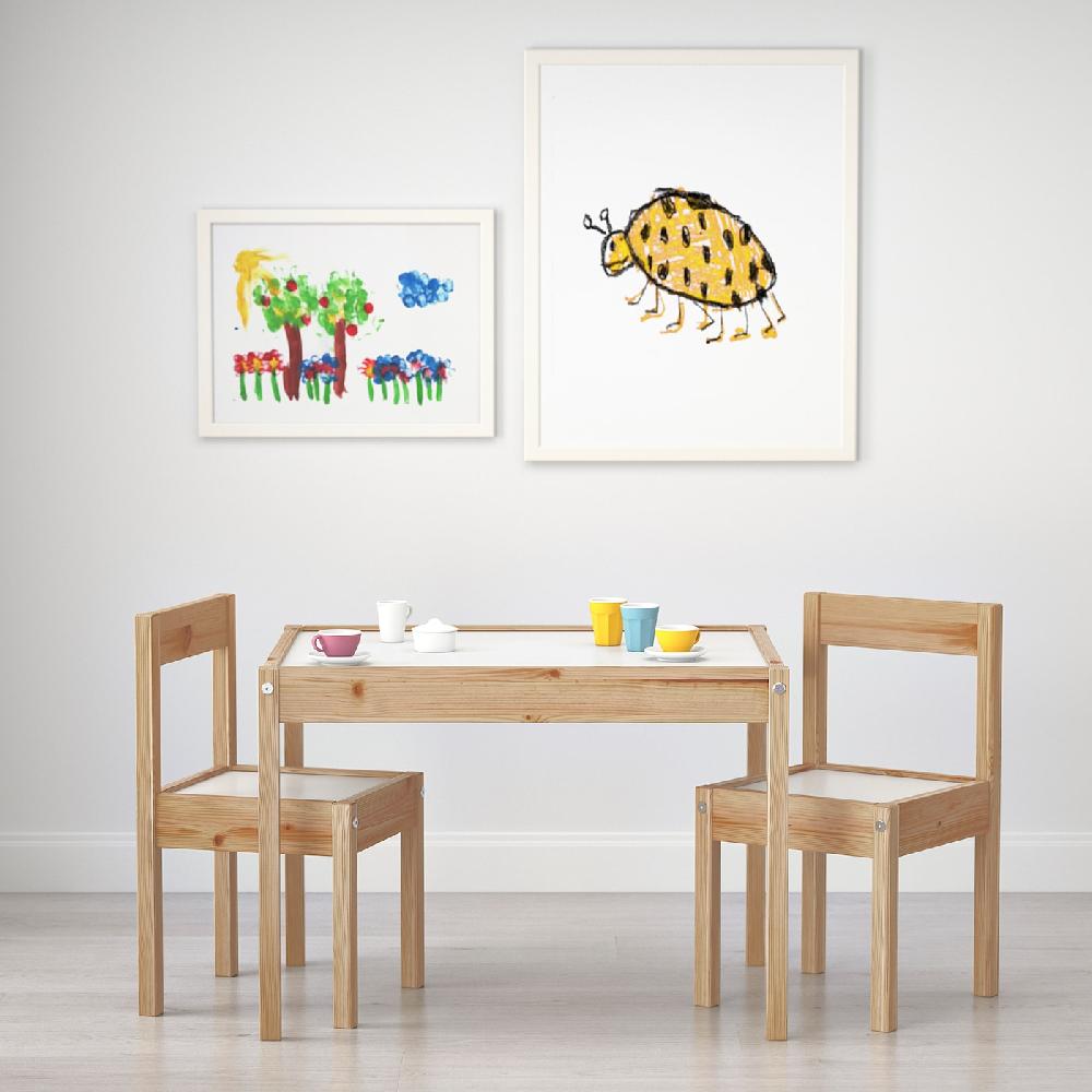 IKEA LÄTT Kindertisch mit 2 Stühlen weiß/Kiefer Vierteljährliche Förderung