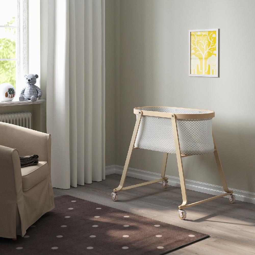 IKEA ÄLSKVÄRD Stubenwagen mit Matratze Birke 40x73 cm 50% Rabatt mit kostenlosem Versand