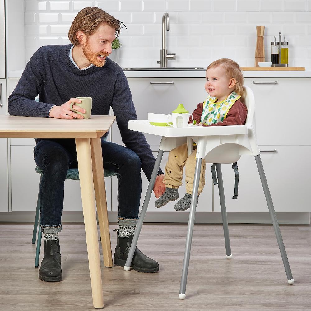 IKEA ANTILOP Kinderhochstuhl mit Tablett weiß/silberfarben Black Friday Preise