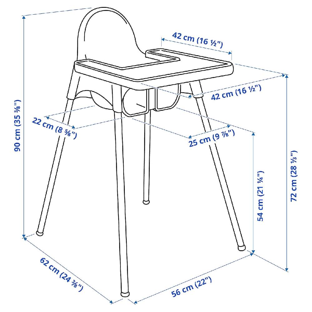 IKEA ANTILOP Kinderhochstuhl mit Tablett weiß/silberfarben Black Friday Preise