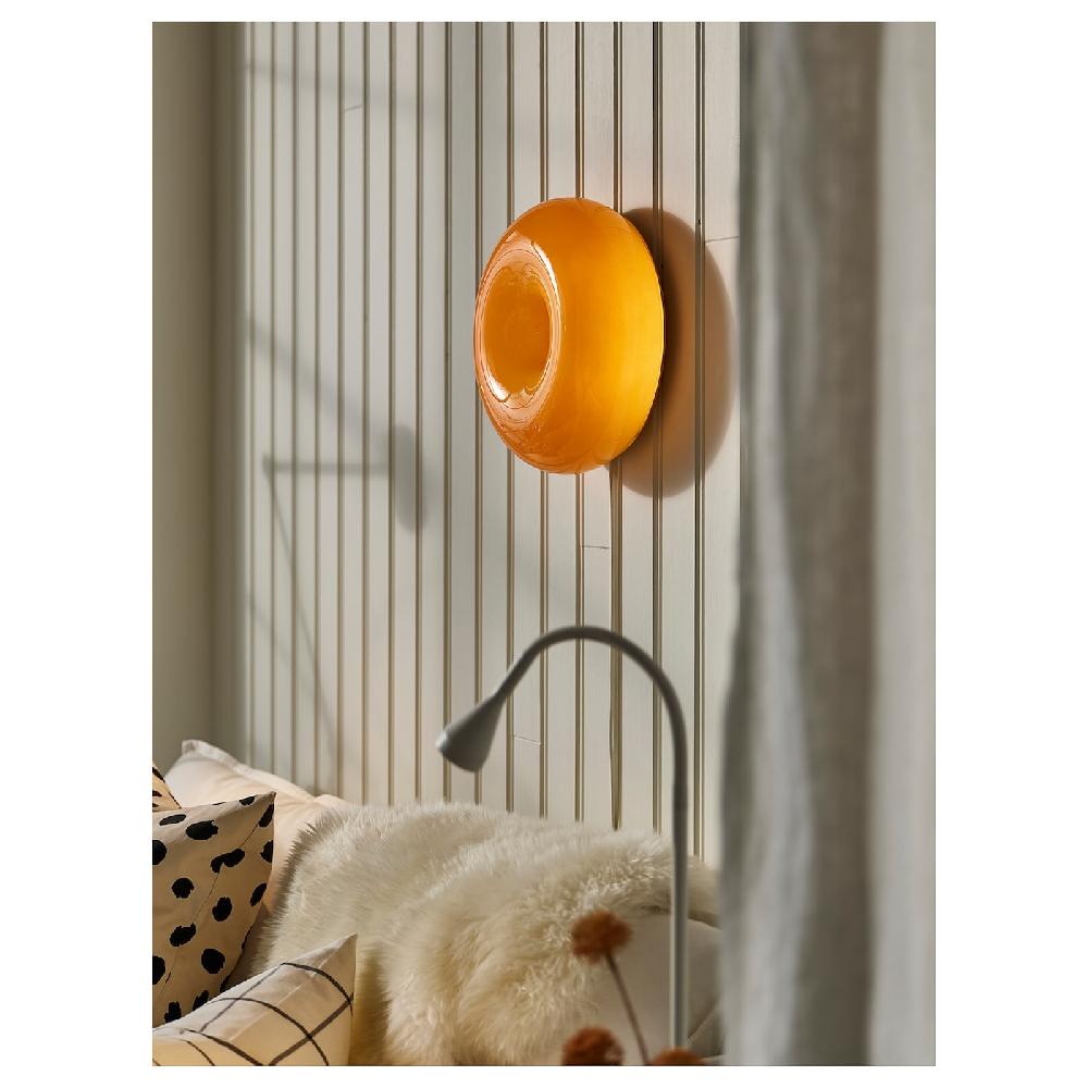 IKEA VARMBLIXT Tisch-/Wandleuchte LED orange Glas/rund 30 cm zollfrei