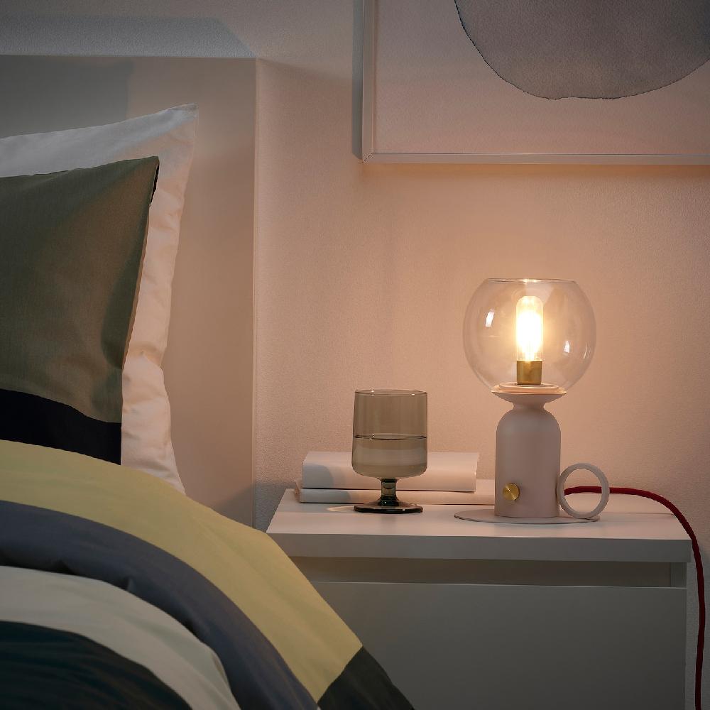 IKEA ÅSKMULLER Tischleuchte dimmbar hellrosa/rot 24 cm 2025