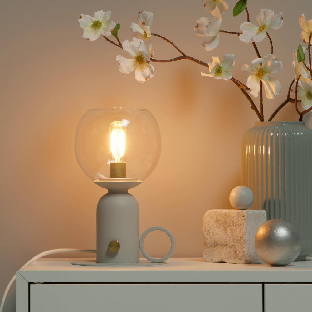 IKEA ÅSKMULLER Tischleuchte dimmbar hellgrau 24 cm Online