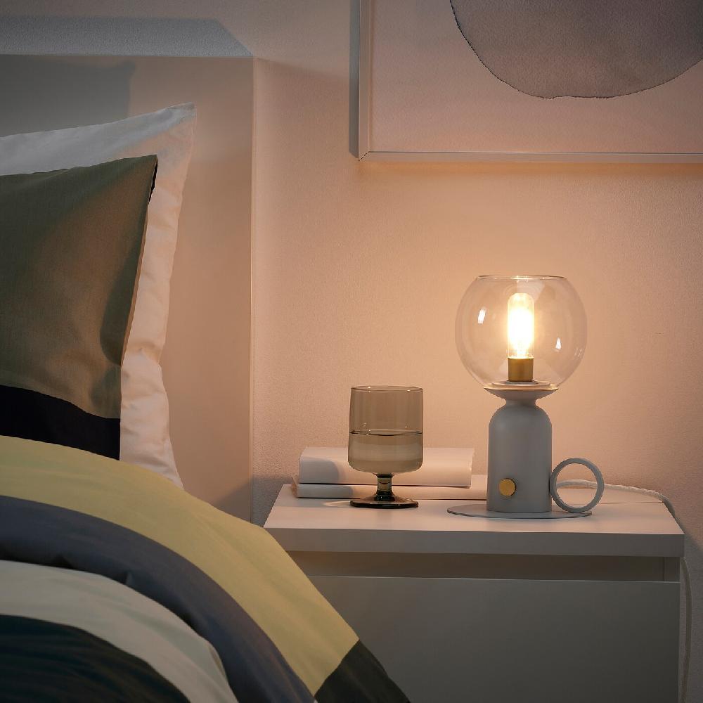 IKEA ÅSKMULLER Tischleuchte dimmbar hellgrau 24 cm Online