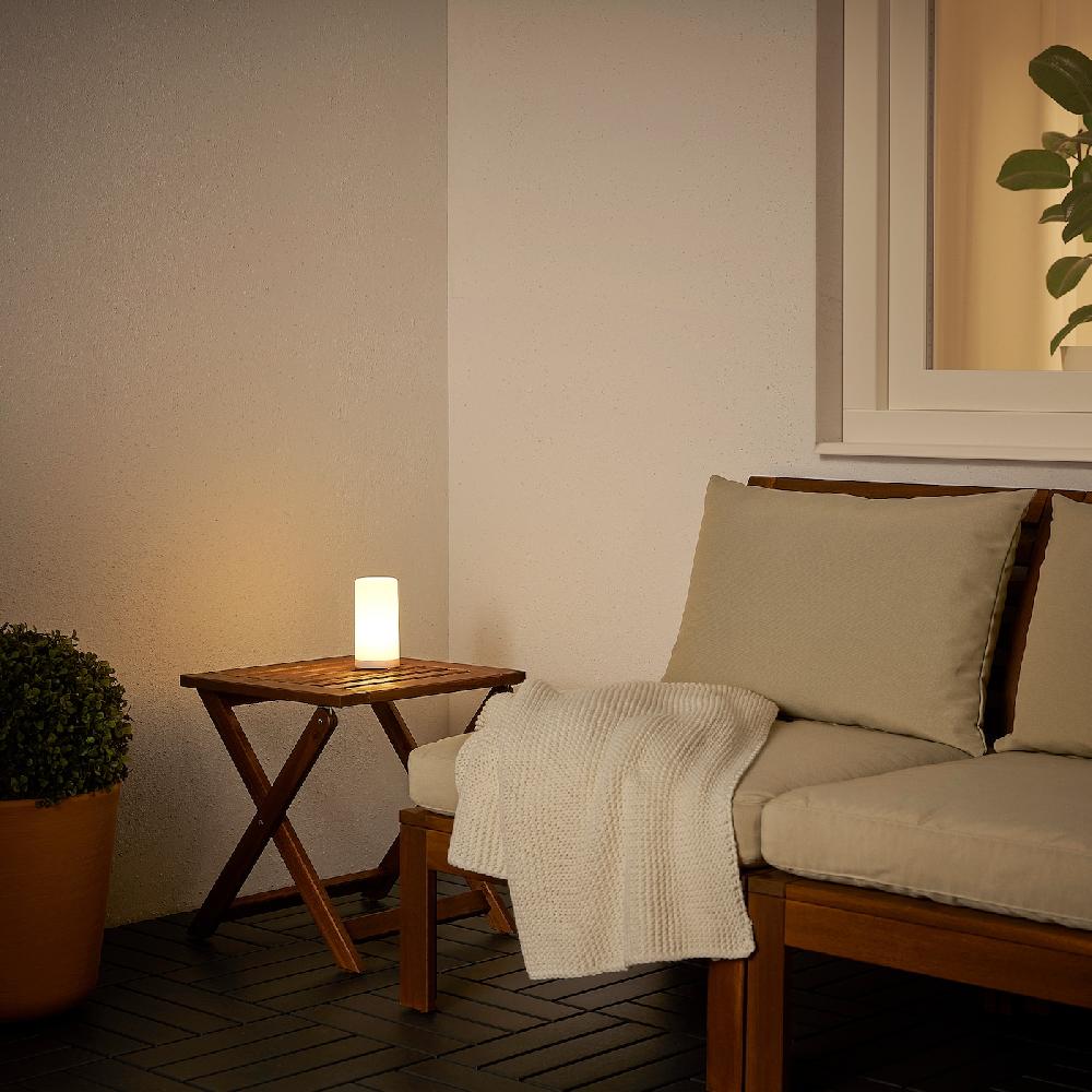 IKEA SOLVINDEN Dekoleuchte LED/Tisch für draußen/batteriebetrieben weiß 15 cm Saisonschlussverkauf