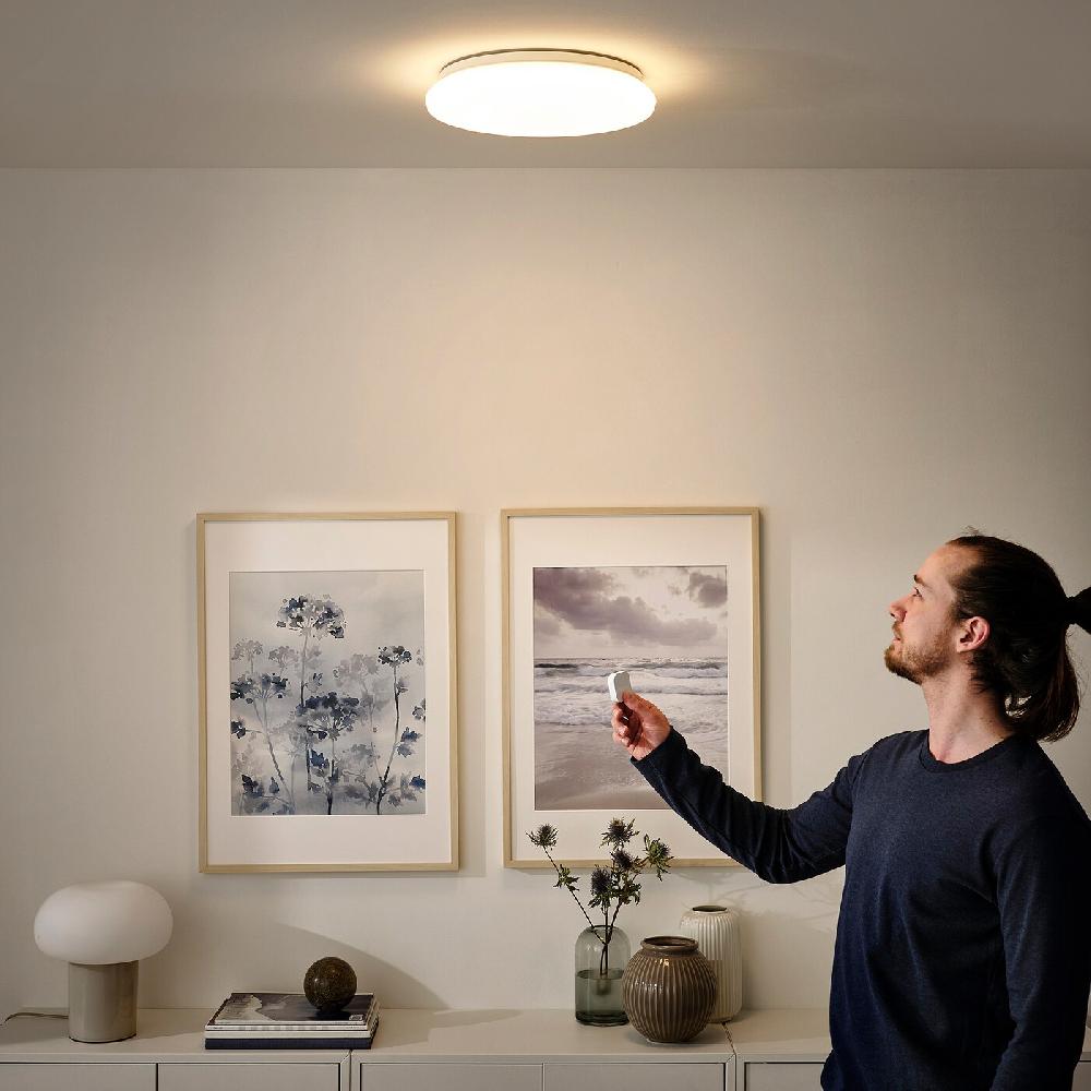 IKEA STOFTMOLN Decken-/Wandleuchte LED smart kabellos dimmbar/behagliches Warmweiß weiß 37 cm Neueste Mode