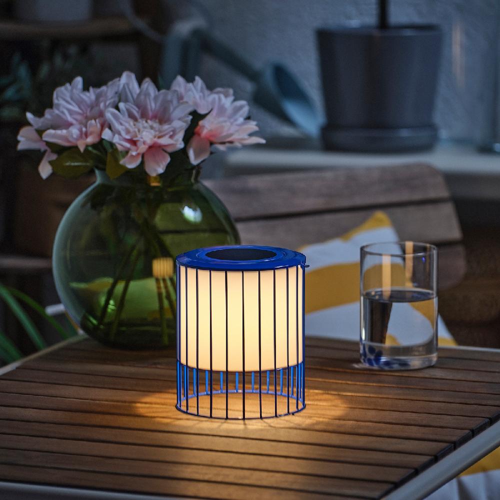 IKEA SOLVINDEN Tischleuchte solarbetrieben/blau 15 cm Tiefpreis