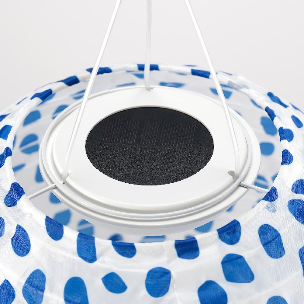 IKEA SOLVINDEN Hängeleuchte gepunktet solarbetrieben/blau 43 cm Letzte 3 Tage