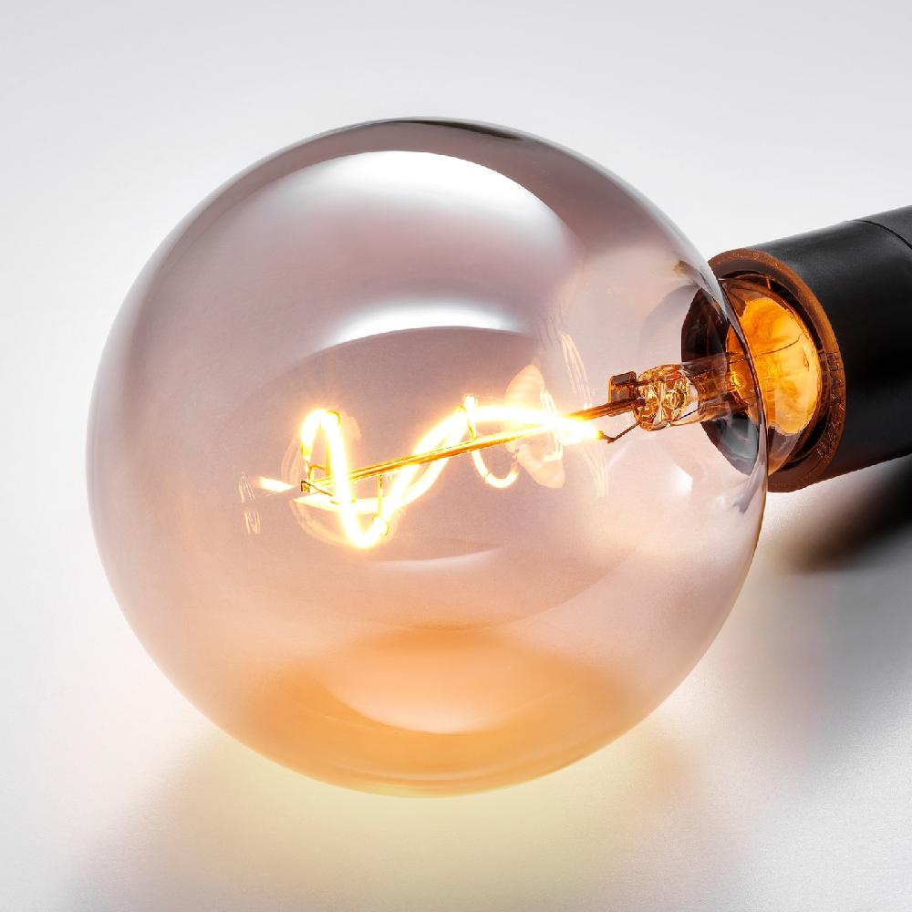 IKEA MOLNART LED-Leuchtmittel E27 140 lm rund Klarglas grau 125 mm Nur noch ein Tag übrig