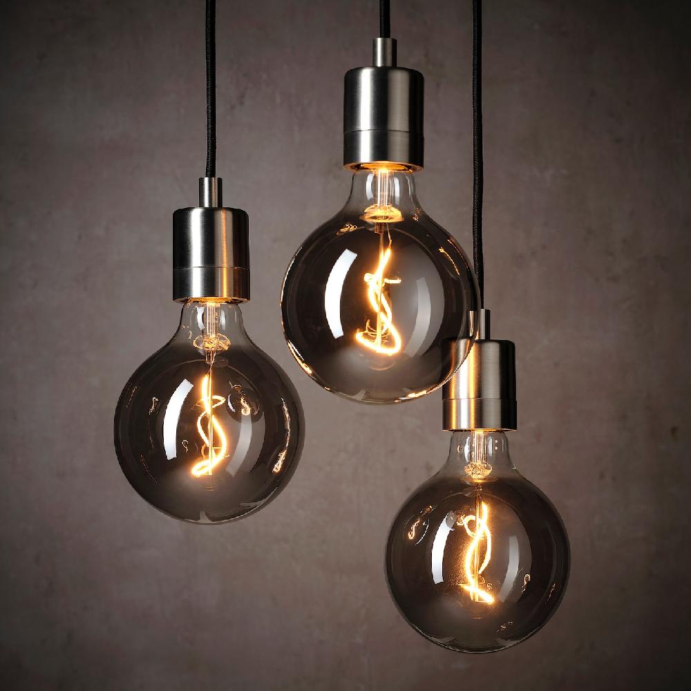 IKEA MOLNART LED-Leuchtmittel E27 140 lm rund Klarglas grau 125 mm Nur noch ein Tag übrig