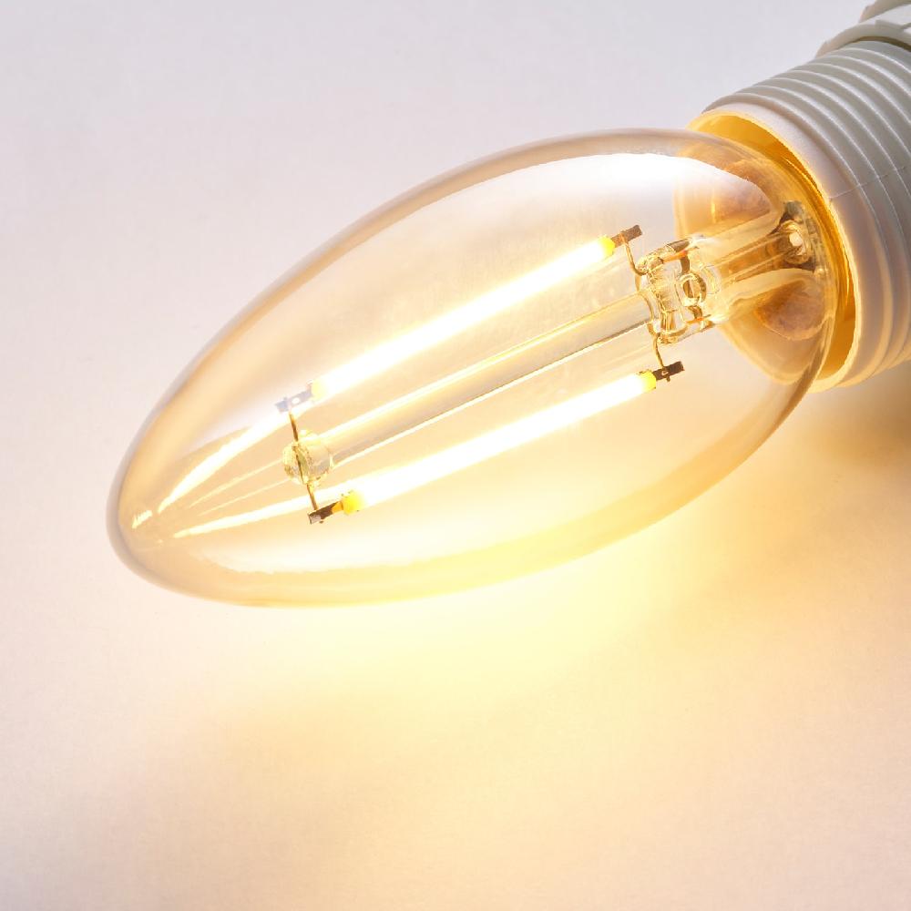 IKEA LUNNOM LED-Leuchtmittel E14 210 lm dimmbar/kerzenförmig Klarglas braun zollfrei