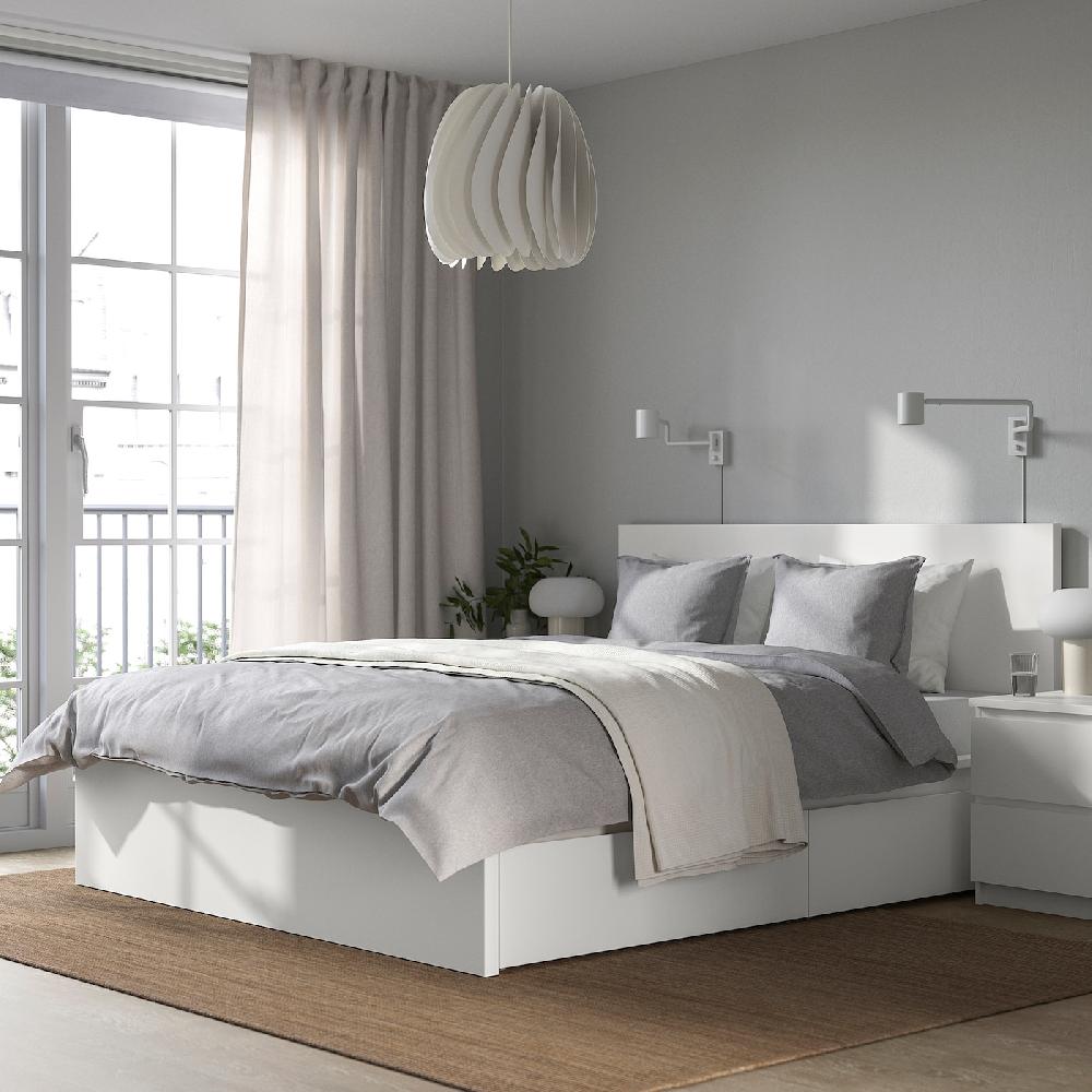 IKEA MALM Bettgestell hoch mit 2 Schubkästen weiß 140x200 cm Schlussverkauf