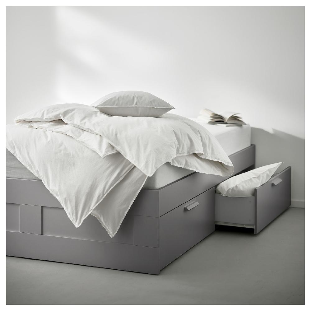 IKEA BRIMNES Bettgestell mit Schubladen grau 140x200 cm Fabrikverkauf