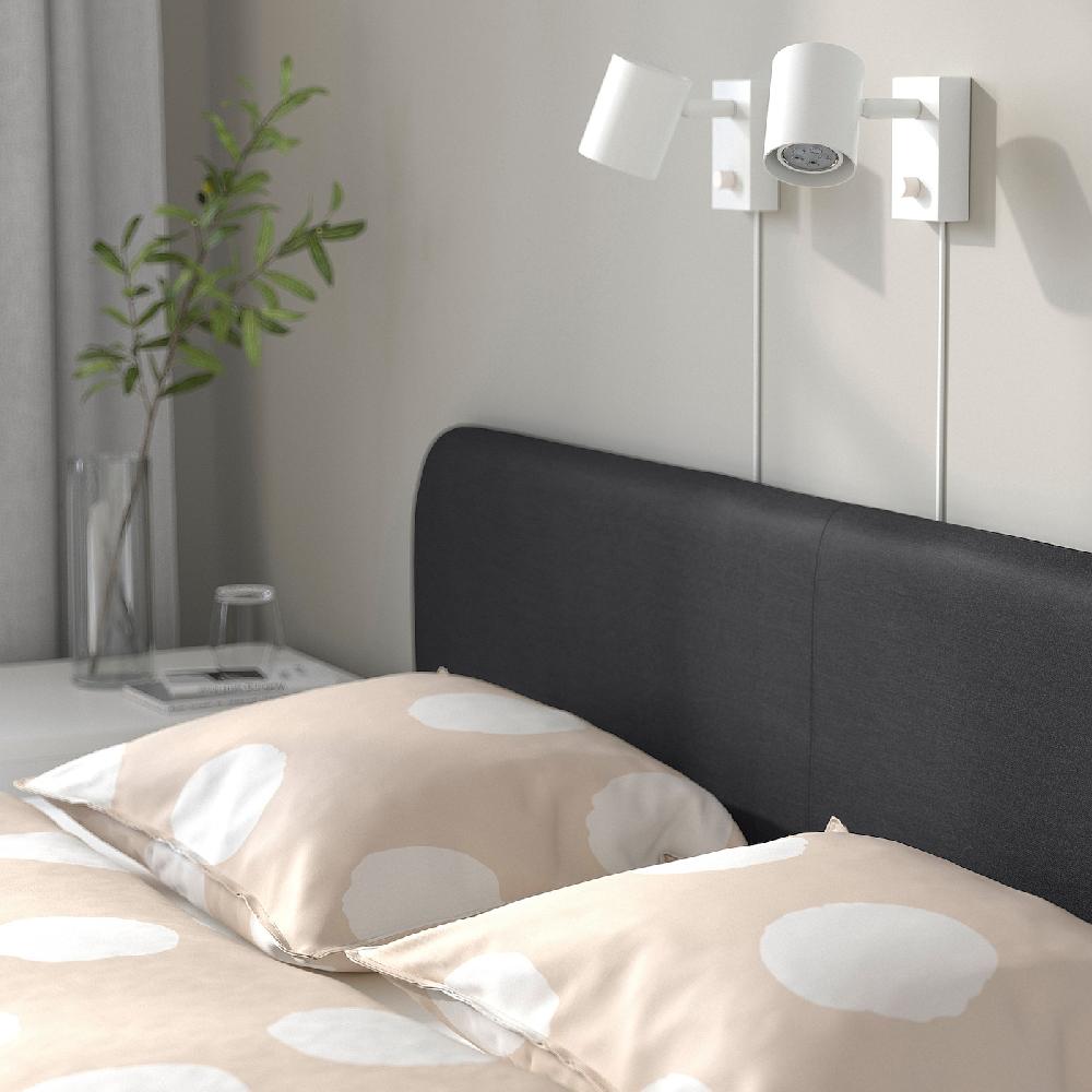 IKEA SLATTUM Bettgestell gepolstert Vissle dunkelgrau 140x200 cm Blitzverkäufe