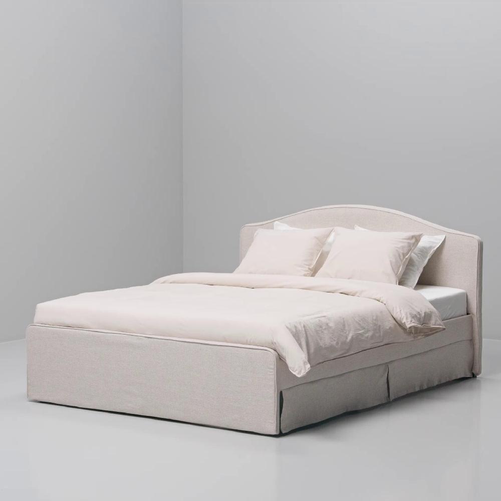 IKEA RAMNEFJÄLL Bettgestell gepolstert Kilanda hellbeige/Luröy 140x200 cm Kostenloser Versand
