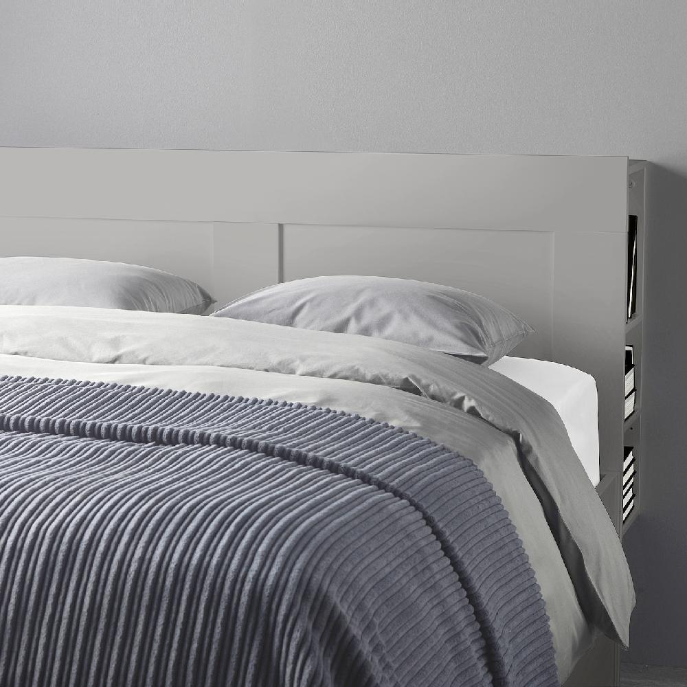 IKEA BRIMNES Bettgestell Kopfteil und Schublade grau 140x200 cm Limitierter Zeitrabatt