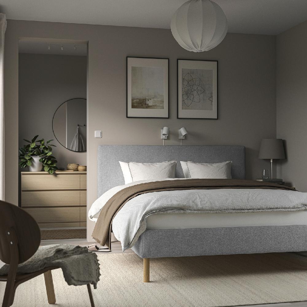 IKEA TÄRNKULLEN Bettgestell gepolstert Tibbleby beige/grau 140x200 cm Rabatt