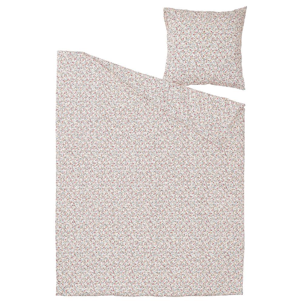 IKEA GULLNATTLJUS Bettwäsche-Set 2-teilig weiß/Blumenmuster 155x220/80x80 cm Jubiläumsangebot
