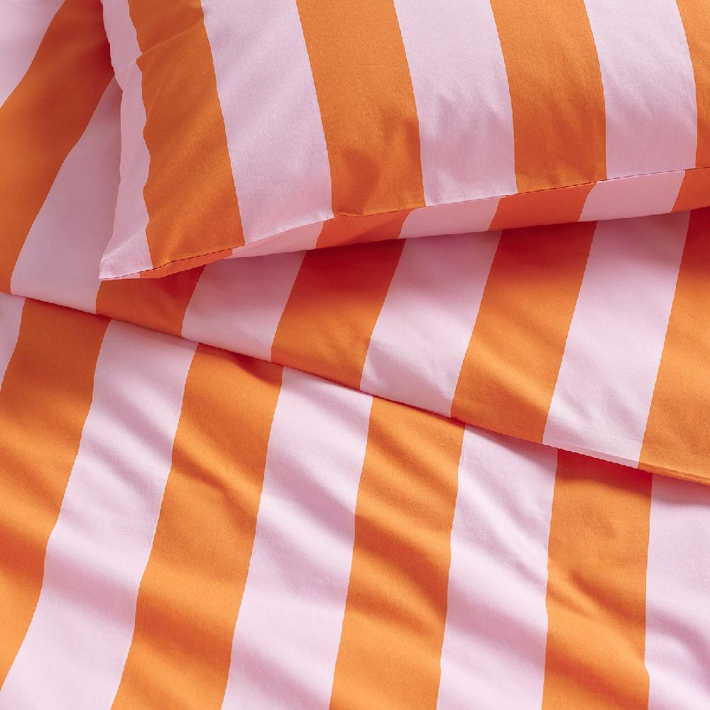 IKEA SLÅNHÖSTMAL Bettwäsche-Set 2-teilig orange/rosa/gestreift 140x200/80x80 cm Top Angebot