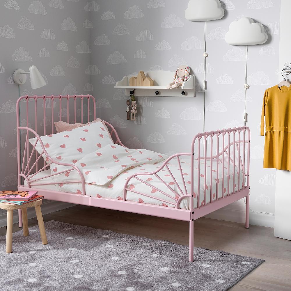 IKEA BARNDRÖM Bettwäsche-Set 2-teilig Herzmuster weiß/rosa 140x200/80x80 cm Neueste Mode