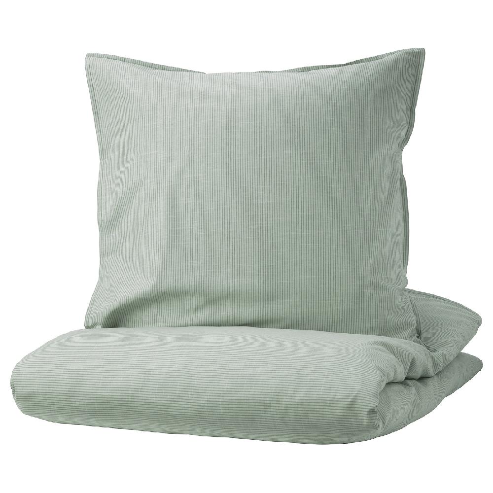 IKEA BERGPALM Bettwäsche-Set 2-teilig grün/Streifen 140x200/80x80 cm