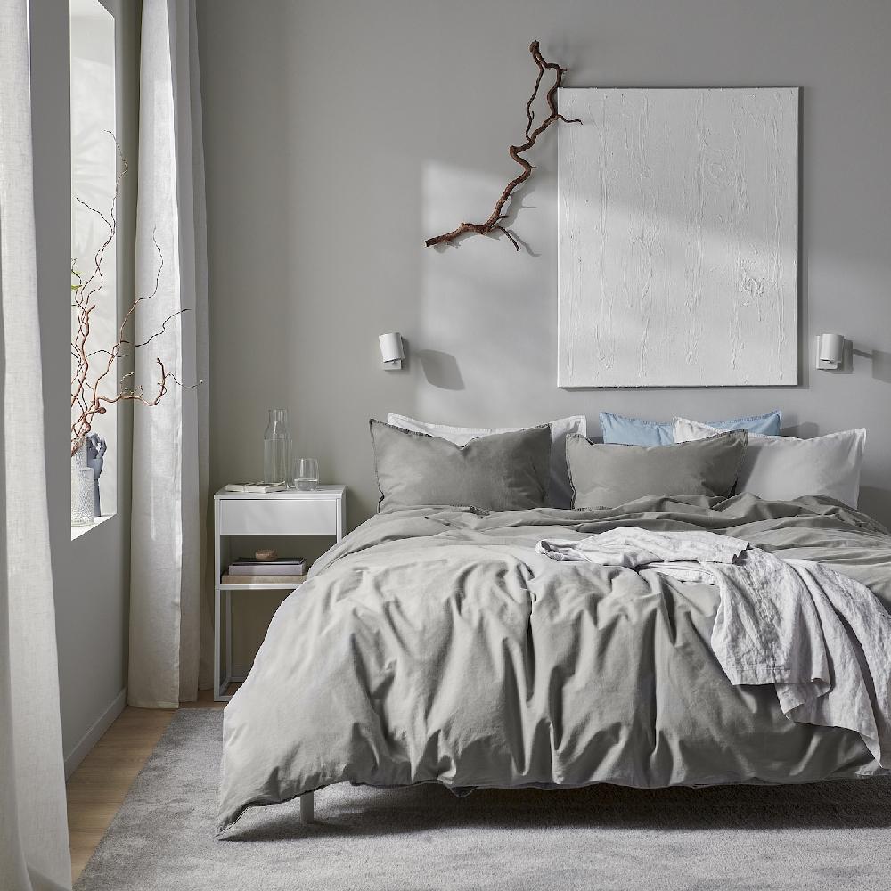 IKEA ÄNGSLILJA Bettwäsche-Set 2-teilig grau 140x200/80x80 cm Exklusive Angebote