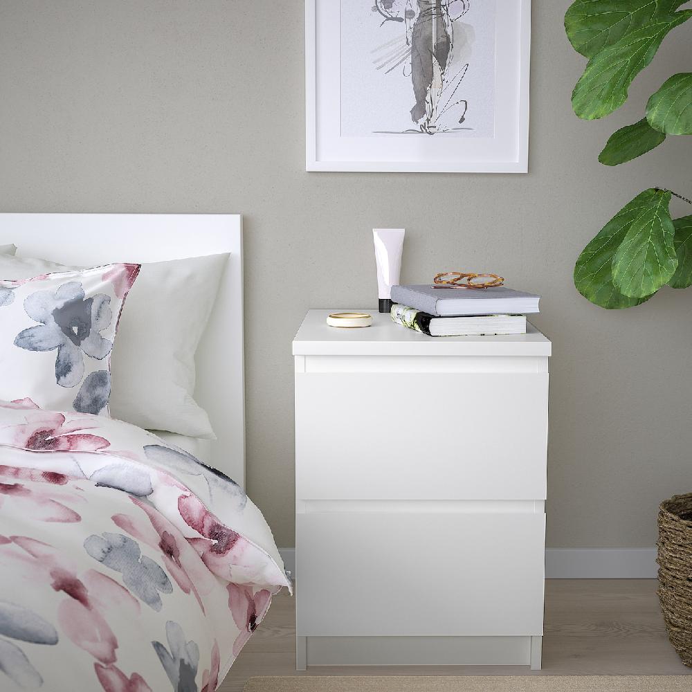 IKEA MALM Kommode mit 2 Schubladen weiß 40x55 cm Große Rabatte