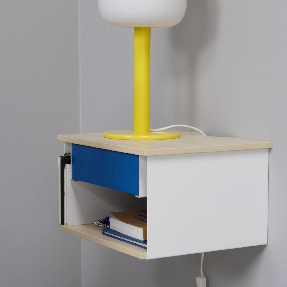 IKEA STOMSÖ Ablagetisch zur Wandmontage Birkenachbildung weiß/blau 36x29x20 cm VIP-Rabatte
