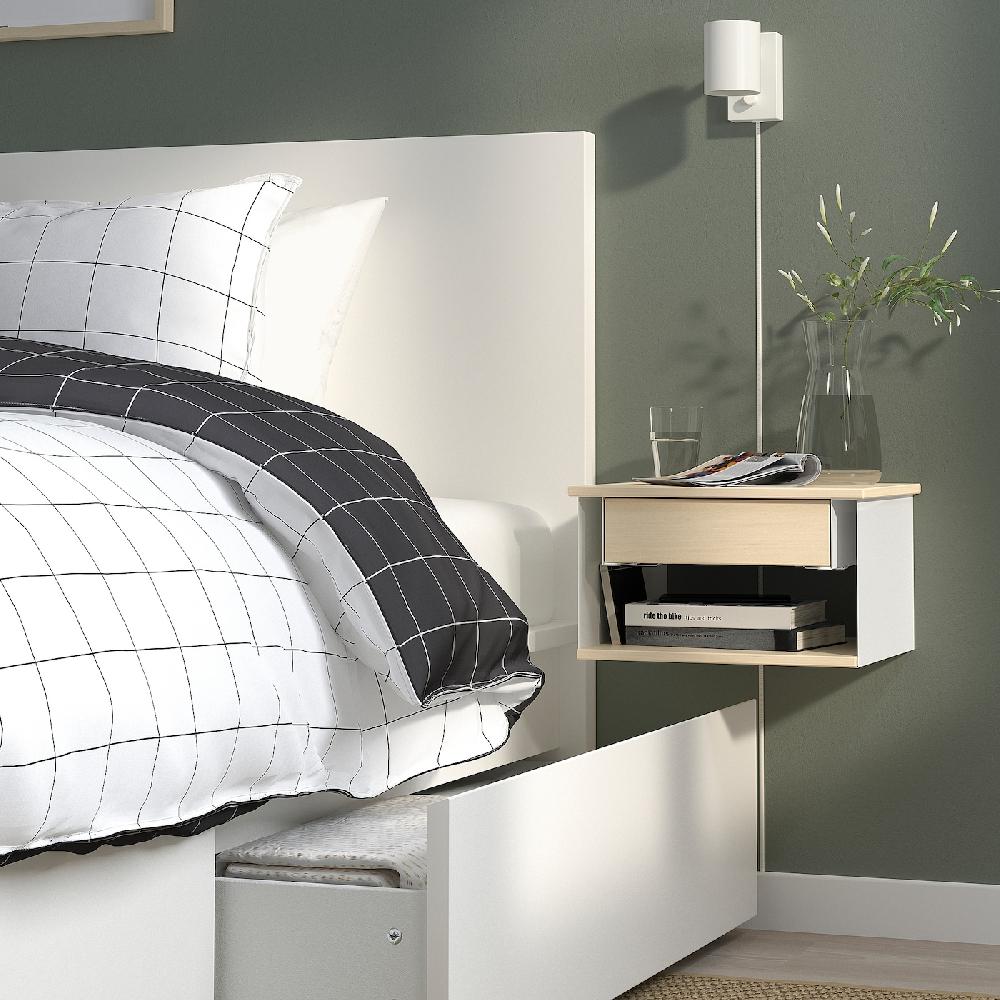 IKEA STOMSÖ Ablagetisch zur Wandmontage Birkenachbildung weiß/blau 36x29x20 cm VIP-Rabatte