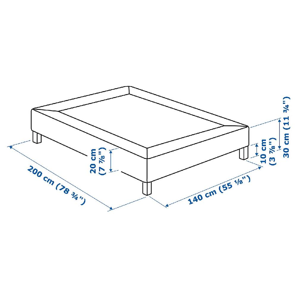 IKEA ESPEVÄR Boxspring mit Beinen dunkelgrau 140x200 cm Sonderangebot der Fabrik
