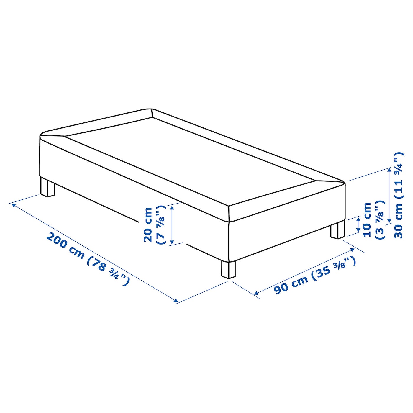 IKEA ESPEVÄR Boxspring mit Beinen dunkelgrau 90x200 cm Discount Store für neue Produkte