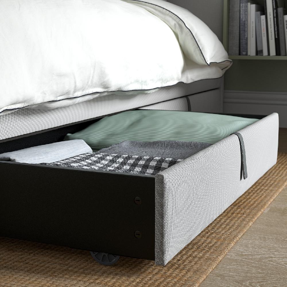IKEA GLADSTAD Bettkasten gepolstert Kabusa hellgrau 200 cm Begrenztes Angebot