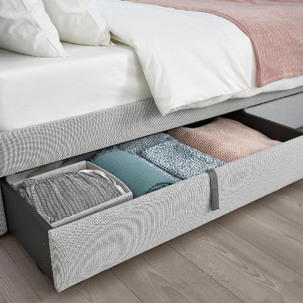 IKEA GLADSTAD Bettkasten gepolstert Kabusa hellgrau 200 cm Begrenztes Angebot
