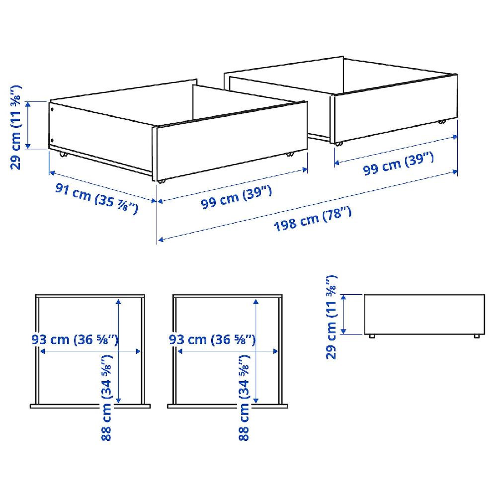IKEA SMYGA Bettkasten hellgrau 99x91x29 cm Online Shopping