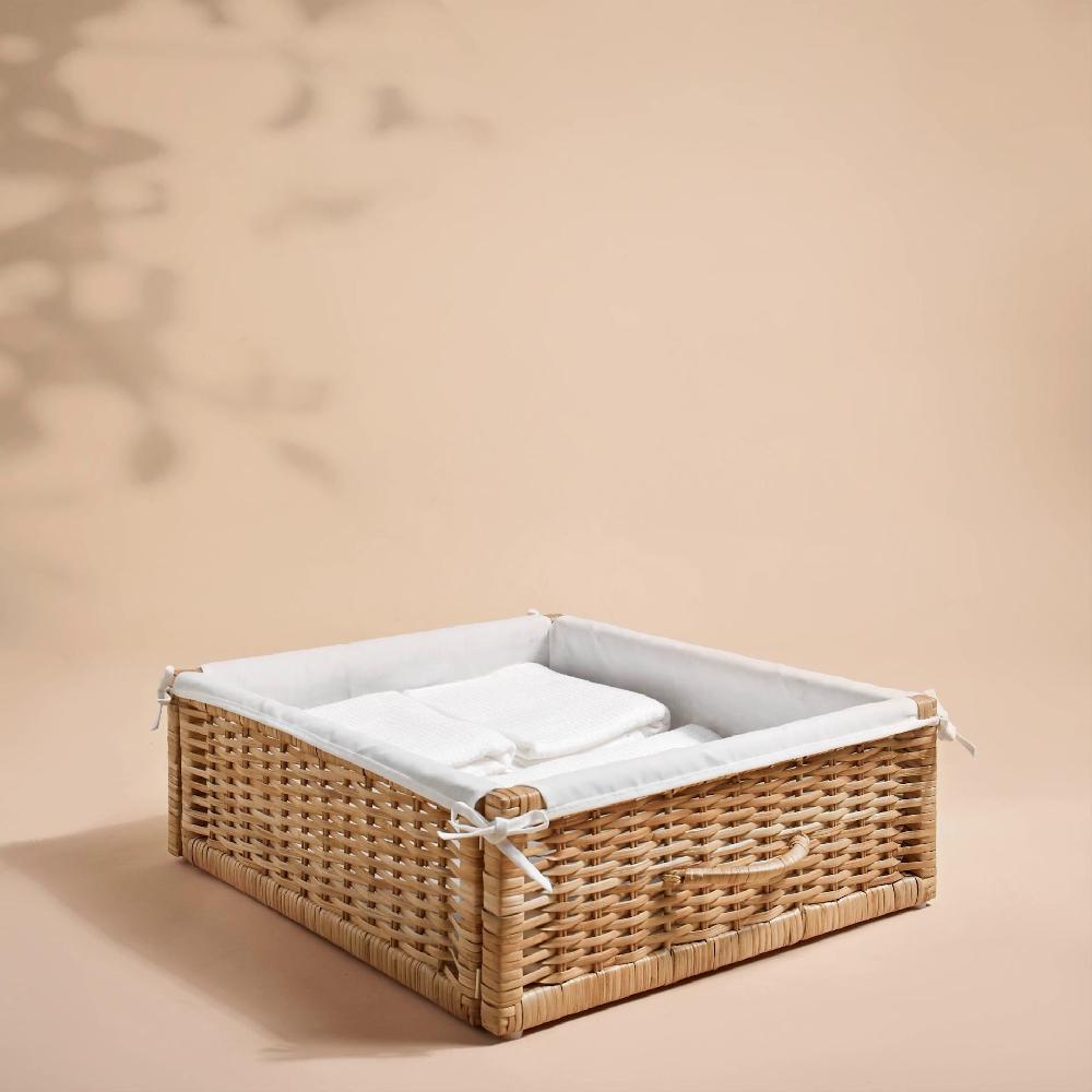 IKEA TOLKNING Korb Handarbeit Rattan 50x43x19 cm Saisonschlussverkauf