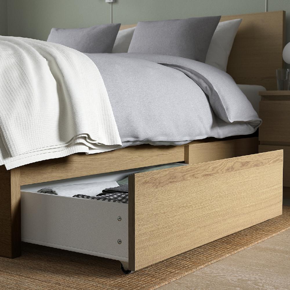IKEA MALM Bettkasten für Bettgestell hoch Eichenfurnier weiß lasiert 200 cm Top Angebot