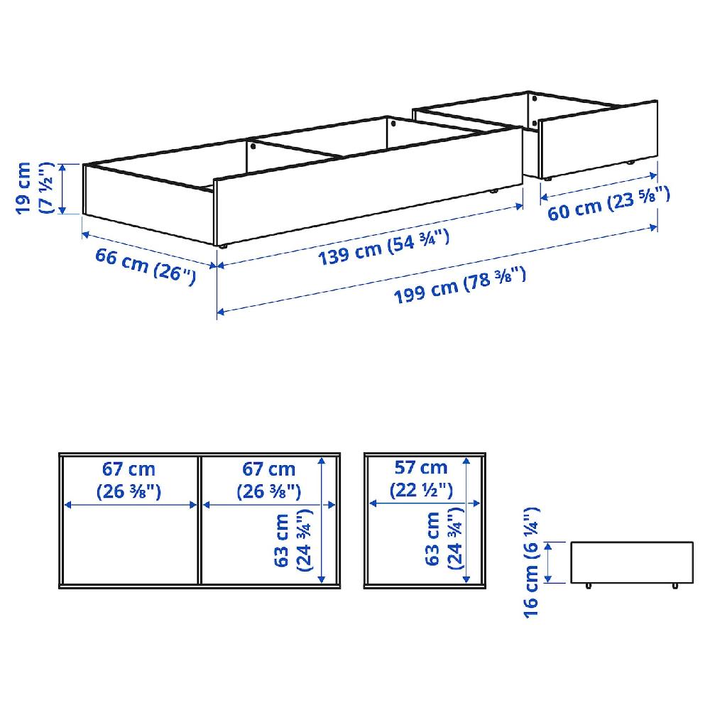 IKEA HEMNES Bettkasten 2er-Set grau lasiert 200 cm Neueste Mode