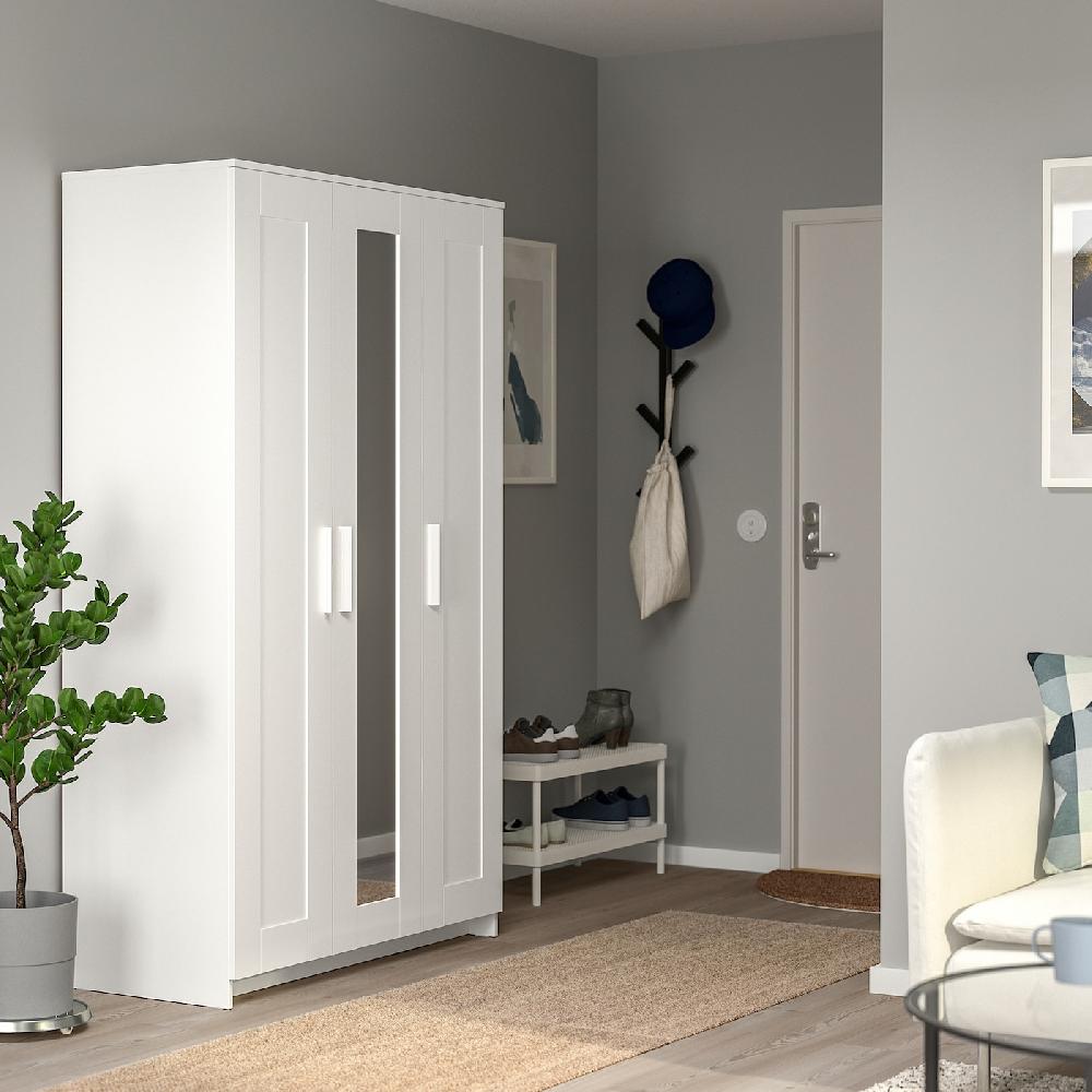 IKEA BRIMNES Kleiderschrank 3-türig weiß 117x190 cm Bis zu 60% Rabatt