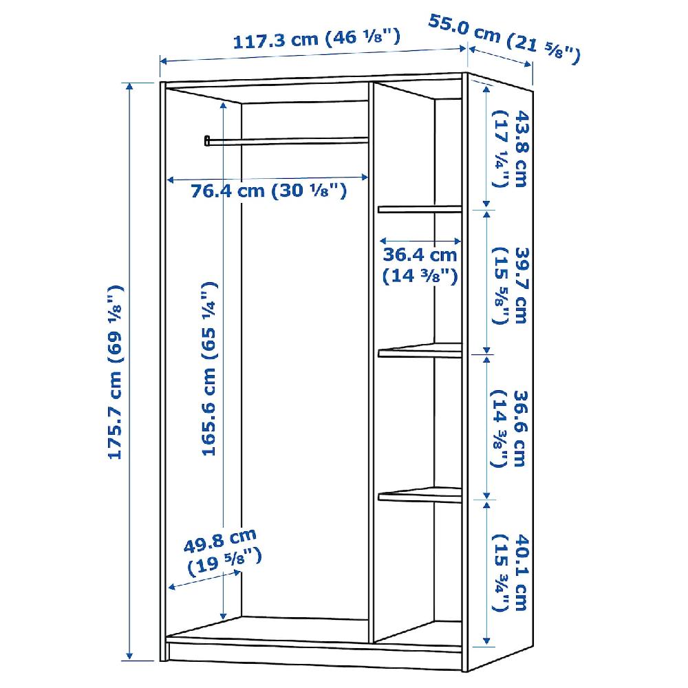 IKEA RAKKESTAD Kleiderschrank mit 3 Türen schwarzbraun 117x176 cm Nur für heute