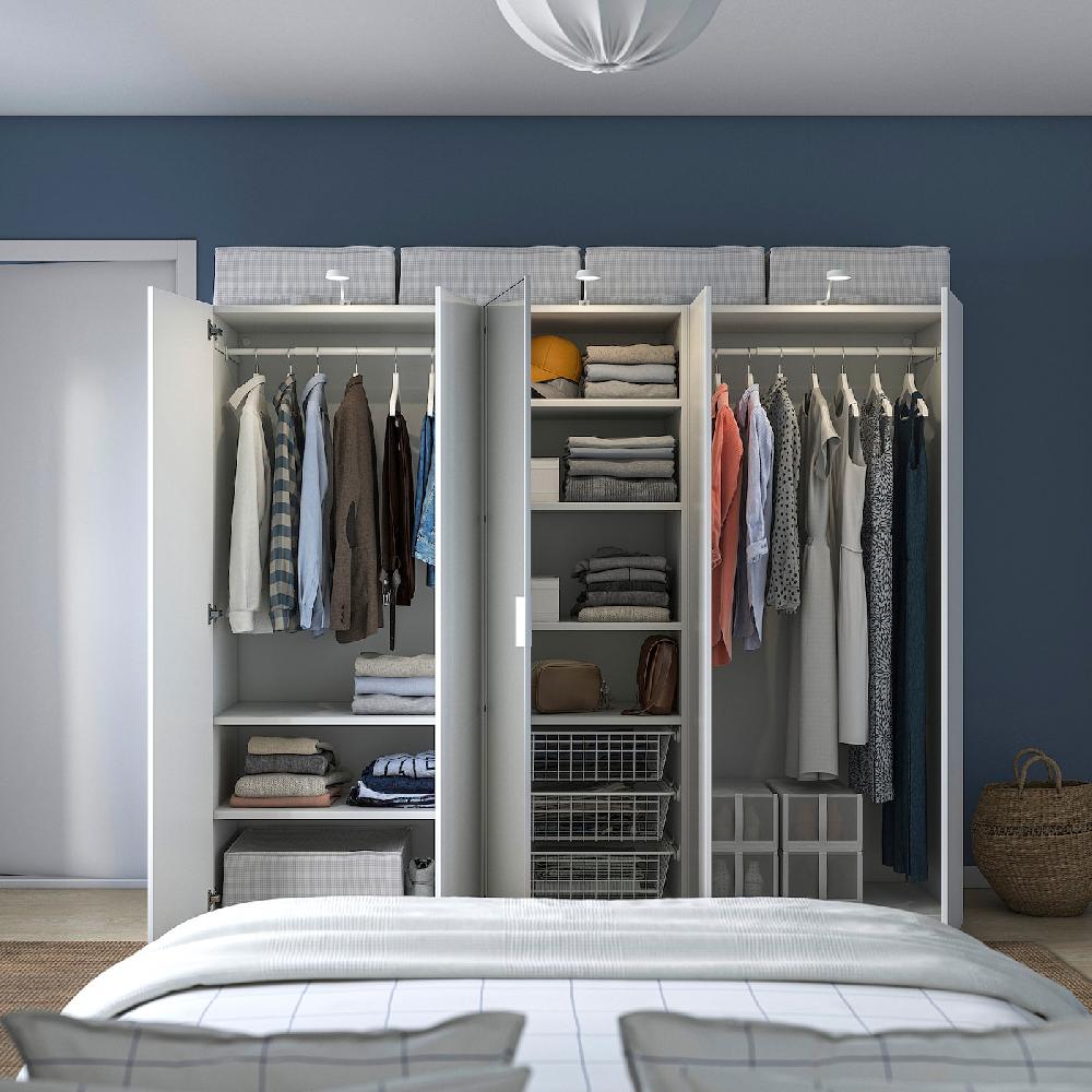 IKEA PLATSA Kleiderschrank mit 5 Türen weiß STRAUMEN Spiegelglas/FONNES weiß 220x57x181 cm Super Rabatt