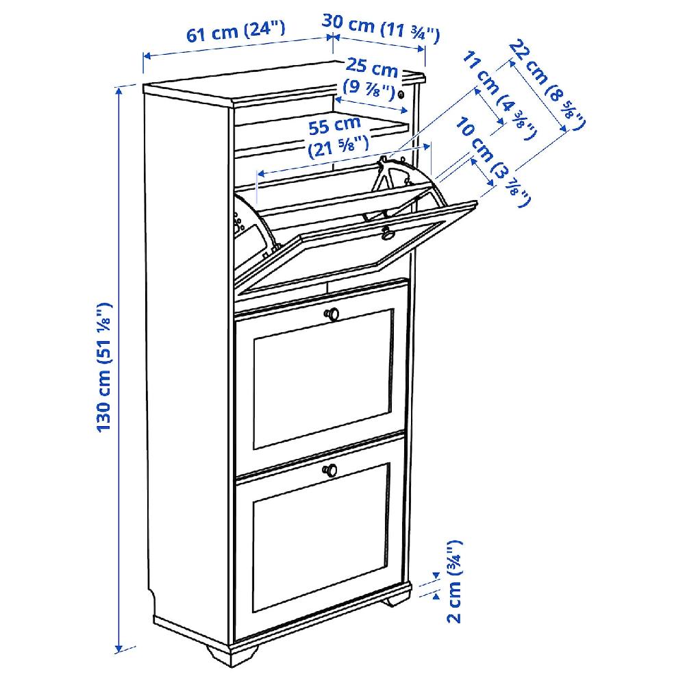 IKEA BRUSALI Schuhschrank 3 Fächer weiß 61x30x130 cm 50% Rabatt für begrenzte Zeit