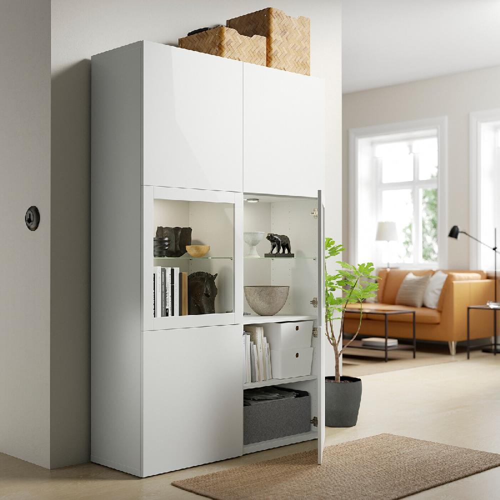 IKEA BESTÅ Vitrine weiß Lappviken/Sindvik Klarglas weiß 120x42x193 cm Günstiger Verkauf