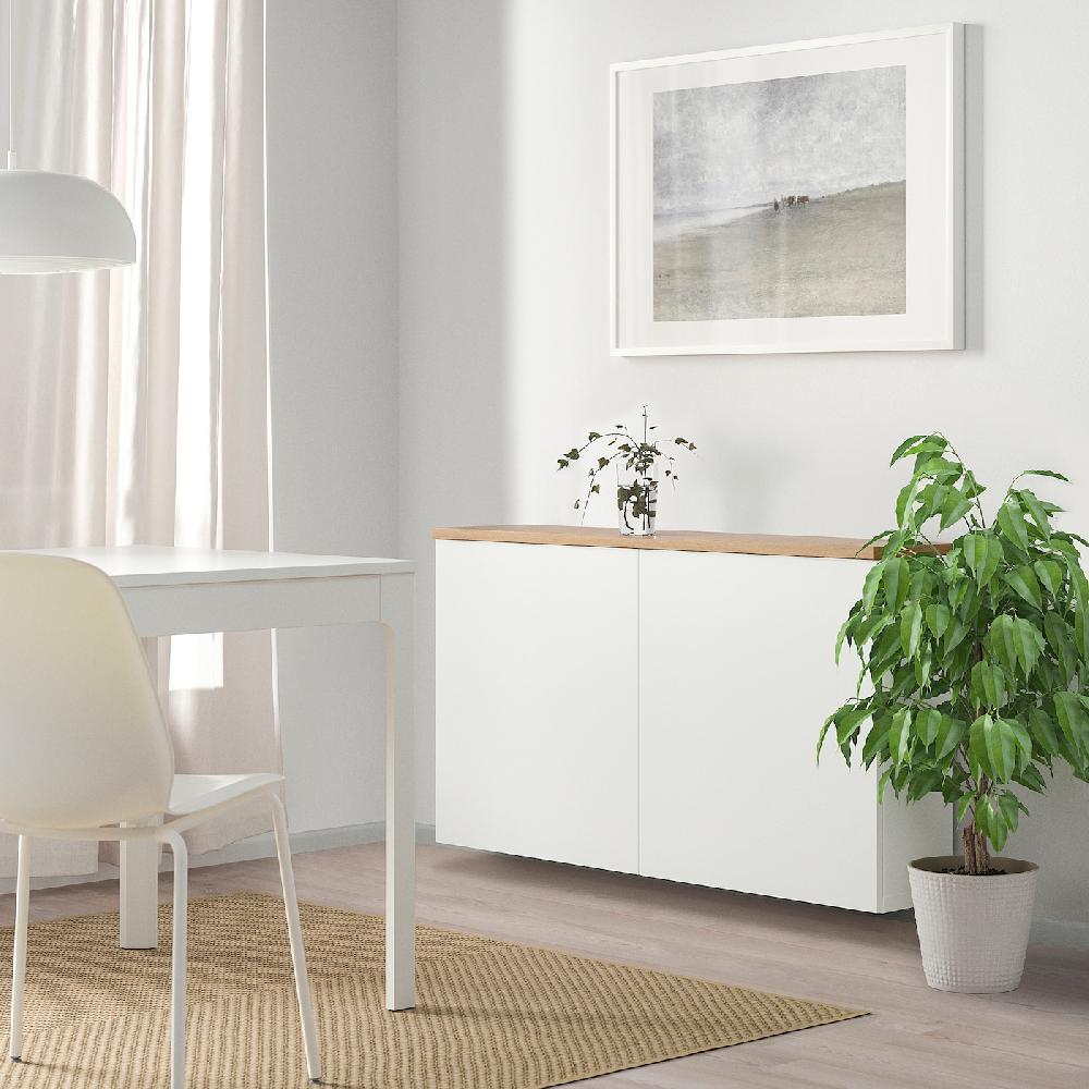 IKEA BESTÅ Schrankkombination für Wandmontage weiß Lappviken/Eichenfurnier 120x22x66 cm Fabrik Onlineshop
