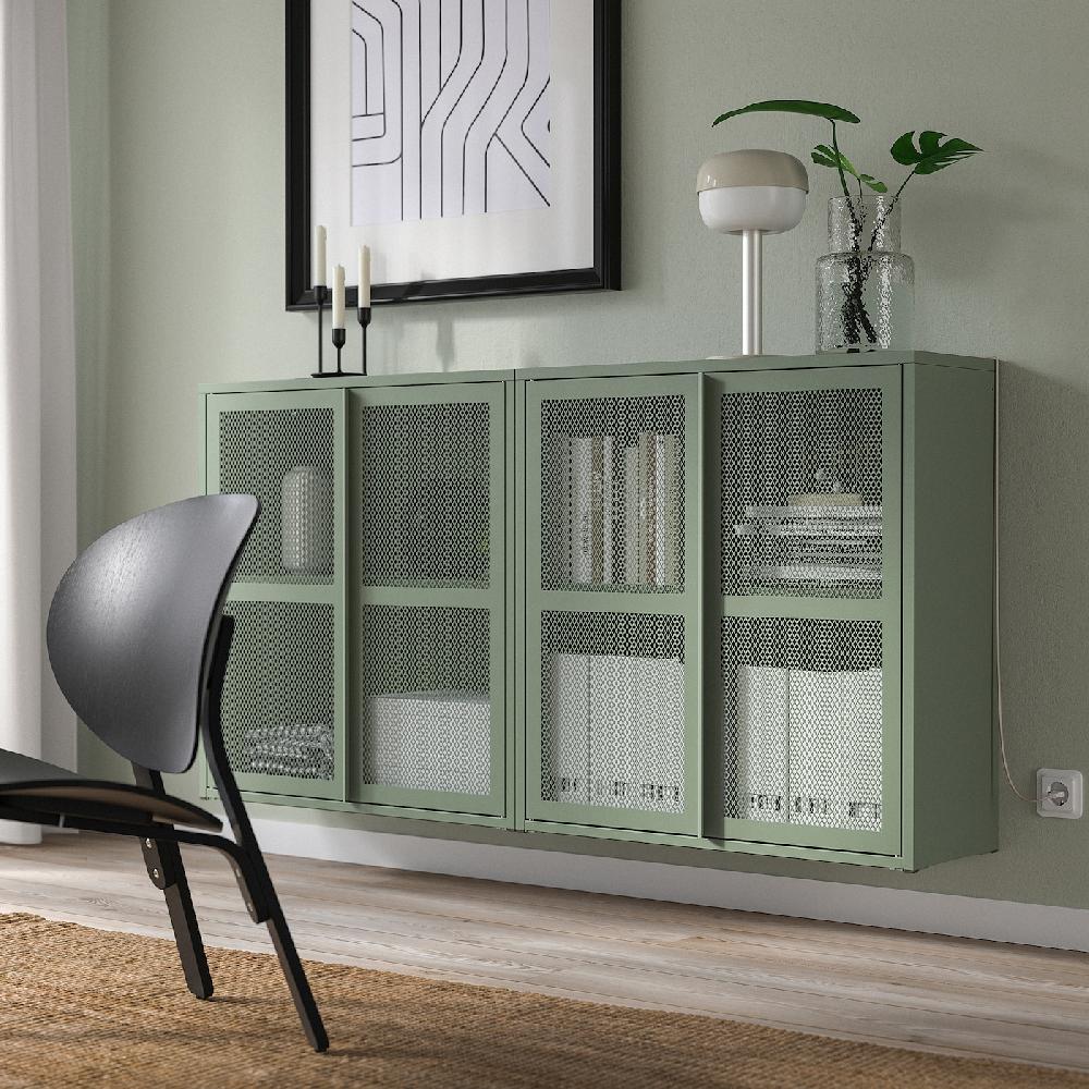 IKEA IVAR Schrank mit Türen graugrün Netz 160x30x83 cm Fabrikpreis