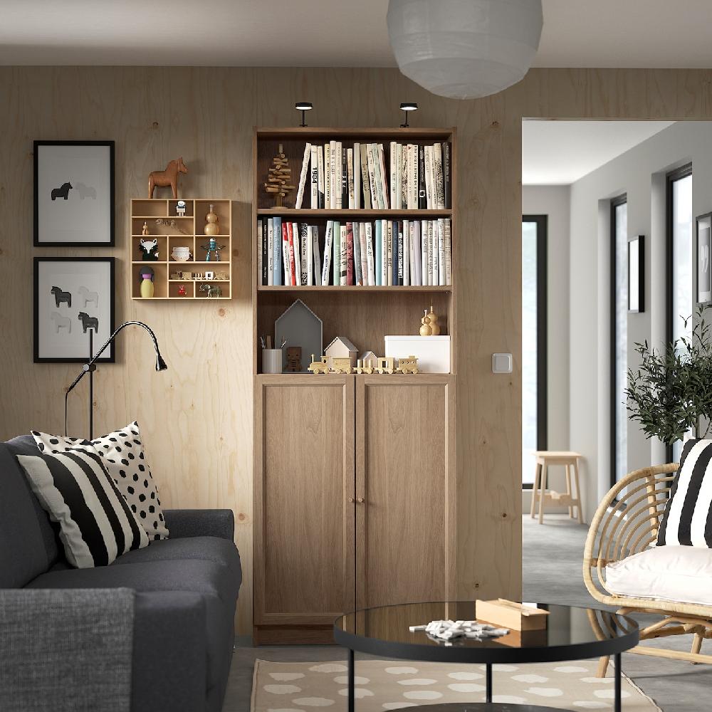 IKEA BILLY / OXBERG Bücherregal mit Türen Eichenachbildung 80x30x202 cm Muttertagsangebot